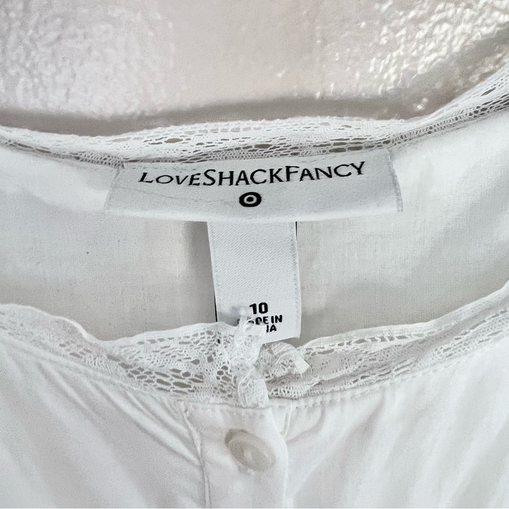 🎀 LoveShackFancy for Target Phoebe White Button-Up Dress - Picture 8 of 16